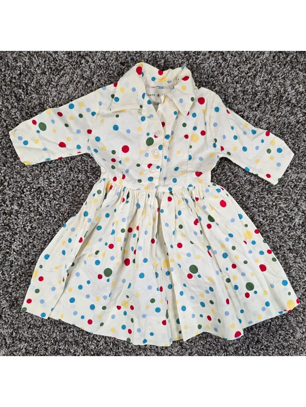 Pears & bears Toddler Girls Sz 2T Long Sleeve Dress Rainbow Polka Dot A Line